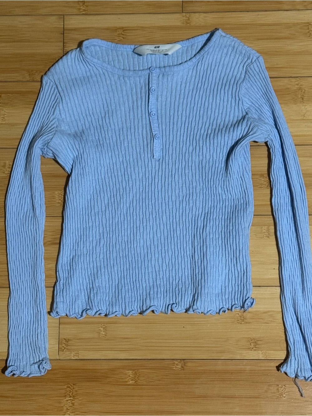 H&M Girls Light Blue Long Sleeved Henley